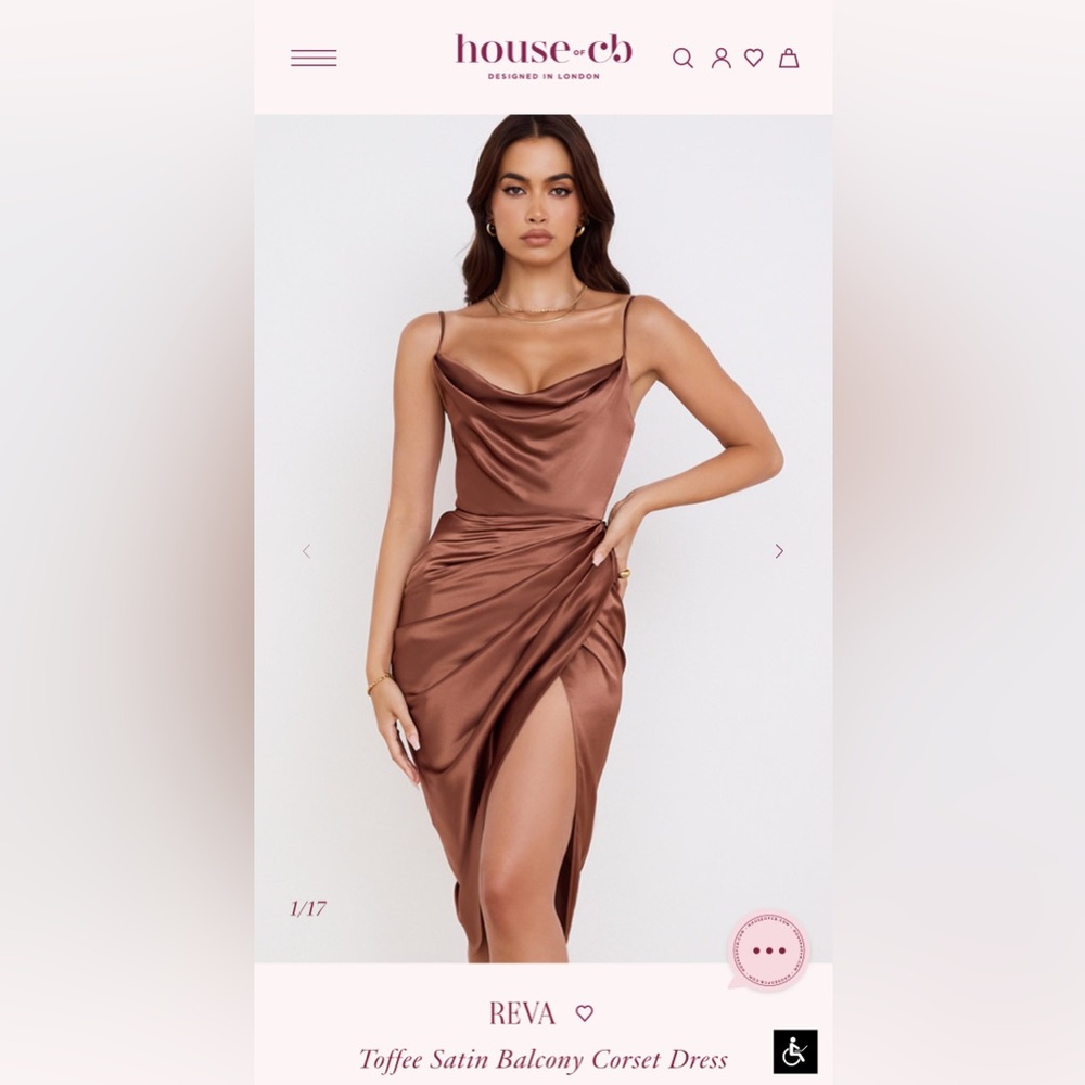 House of CB REVA Toffee Satin Balcony Corset Dress